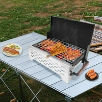 Portable Camping Easy Charcoal Flip Folding BBQ Grills Stainless Steel Tabletop Charcoal Grill Lightweight Barbecue Grill Tools for Outdoor Cooking Camping Picnics