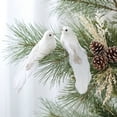 thumbnail image 5 of PONPRNGY 2Pcs Glitter Birds White Artificial Foam Feather Birds Clip on Christmas Tree Ornaments Wedding Home Wreath Decoration, 5 of 6