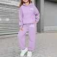 thumbnail image 2 of Gaexia Girls Thanksgiving Outfits Size 10-12 ,Girls Casual Letter Print Hoodie And Pants Outfit Fashionable Two Piece Comfy Loungewear Playwear Daily Wear Toddler Kid Youth Bottoms Matching, 2 of 6