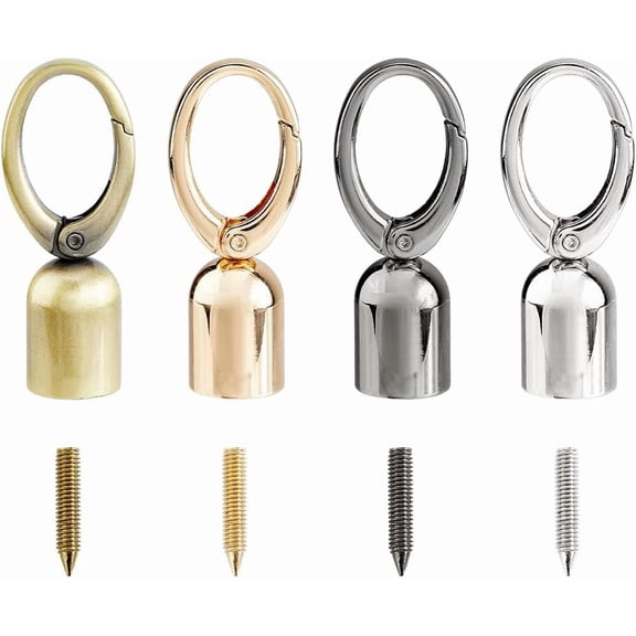 4Sets Cord End Caps 4 Colors Leather Bag Cord End Clasps with Screws Barrel Cord End Caps with Snap Hook for DIY Making