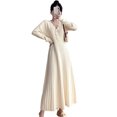 thumbnail image 4 of Vestido Midi de punto de manga larga con cuello en V, suéter de Color sólido de cintura alta, fiesta de vacaciones, ropa de invierno y otoño, disfraz blanco M Inevent AP008203-06, 4 of 7