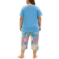 thumbnail image 3 of MUKVIK Plus Size Pajamas for Women Set, Womens Plus Size Short Sleeve V Neck Capri Pants Pajama Sets with Pockets(Mandala Blue 1,4X), 3 of 8