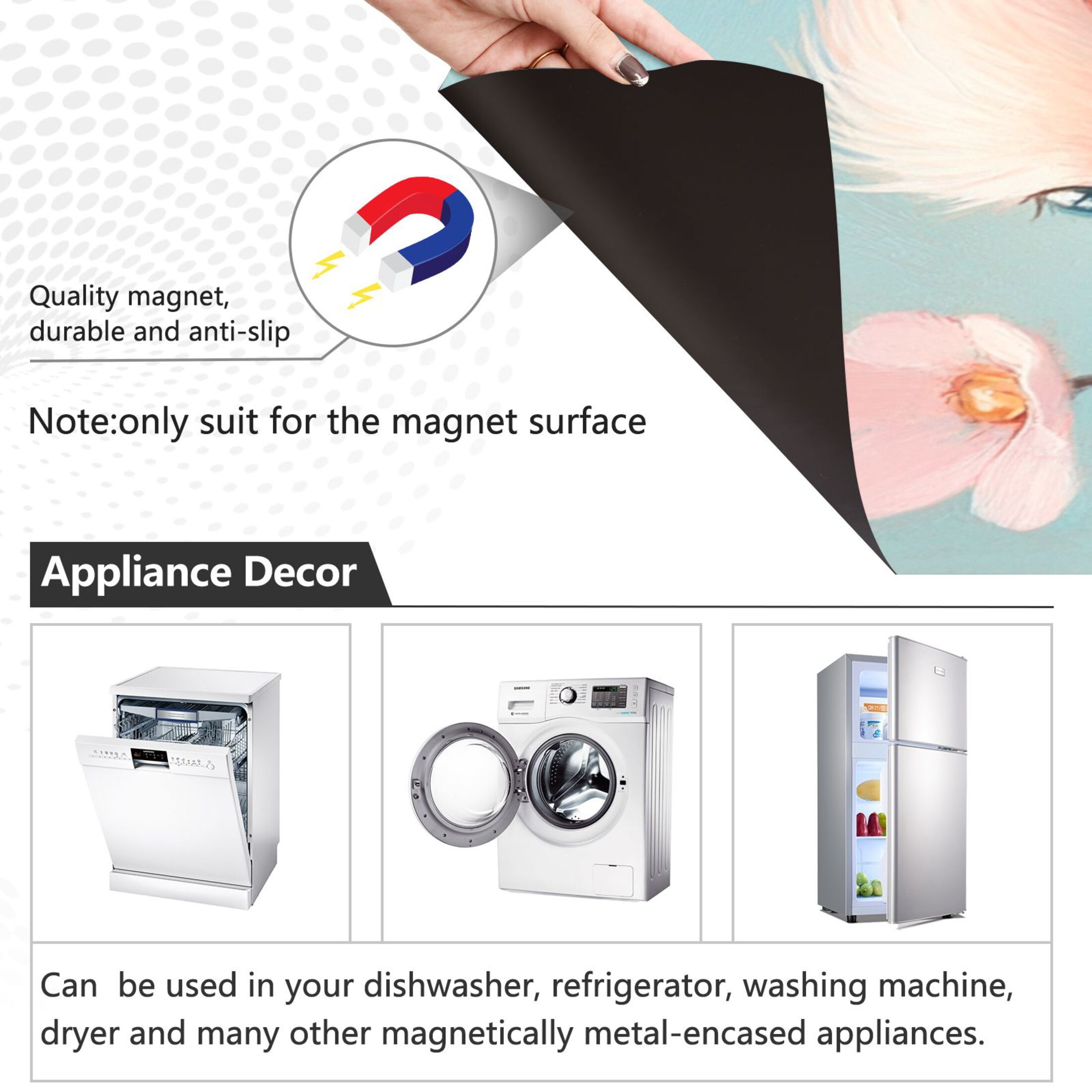 Dishwasher Magnetic Sticker 23x26 Inch Refrigerator Magnetic Sticker Washing Machine Magnetic Sticker Kitchen Panel Magnetic Sticker Home Decor Super Beautiful Pink Birds