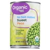 (6 pack) (6 Pack) Great Value Organic Sweet Peas, No Salt Added, 15 Oz