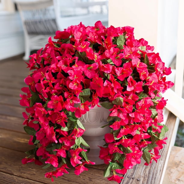 Flores artificiales de buganvilla para decoración exterior (2 unidades)