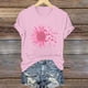 thumbnail image 2 of Blusas de Manga Corta para las Mujeres Divertida Impresión Cuello Redondo Camiseta Vintage, Blusas de Primavera para las Mujeres, 2 of 4