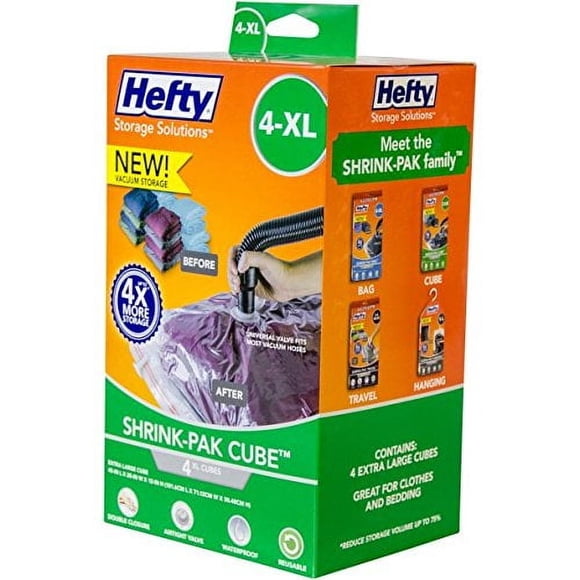 Bolsas de almacenamiento Hefty Shrink-Pak 4 XL selladas al vacío en cubos