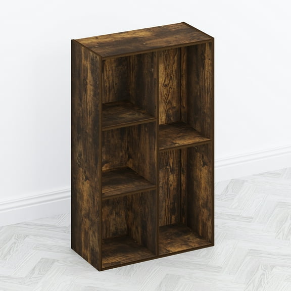 Furinno Tomi Organizer Bookcase, Bookshelf, 5-Cube, Amber Pine