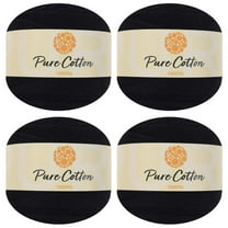 4pk Premium 100% Pure Cotton Yarn (400 grams) Soft, Breathable, and Versatile Medium Worsted Weight (12 Black)