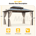 thumbnail image 3 of Hommow 10' x 13' Outdoor Hardtop Gazebo with Polycarbonate Double Roof, Waterproof, 3 of 7