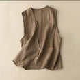 thumbnail image 5 of Lovskoo Women's Cotton Linen Sleeveless Vest Casual V Neck Button Down Blazer Waistcoat Jackets Khaki, 5 of 8