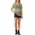 thumbnail image 2 of INSPIRAR CHIC Camiseta de Malla para Mujeres, Cubierta de Fiesta, Manga Corta, Transparente, Tallas XL, Dorado, 2 of 6