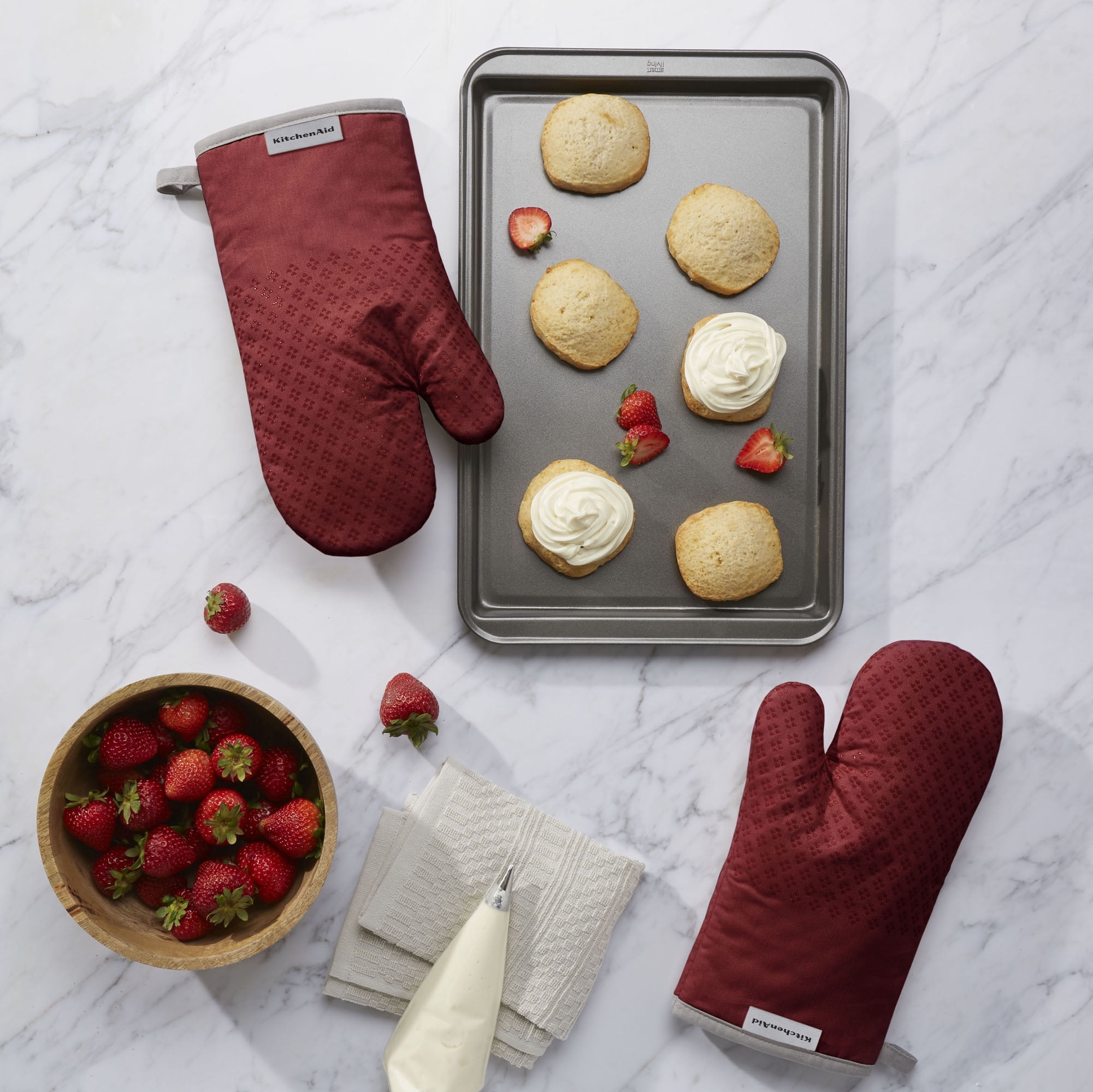 KitchenAid Asteroid Oven Mitt 2-Pack Set, Smoked Paprika Red, 7"x12.5"