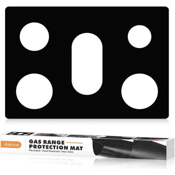 ACDANC Gas Stove Cover Protector, High-Temp Resistant Burner Liner, Non-Stick PTFE Fiberglass Mat for Kitchen Spill Protection, Easy Clean Cooking Guard, Black 16.34 x 24.41 Inches