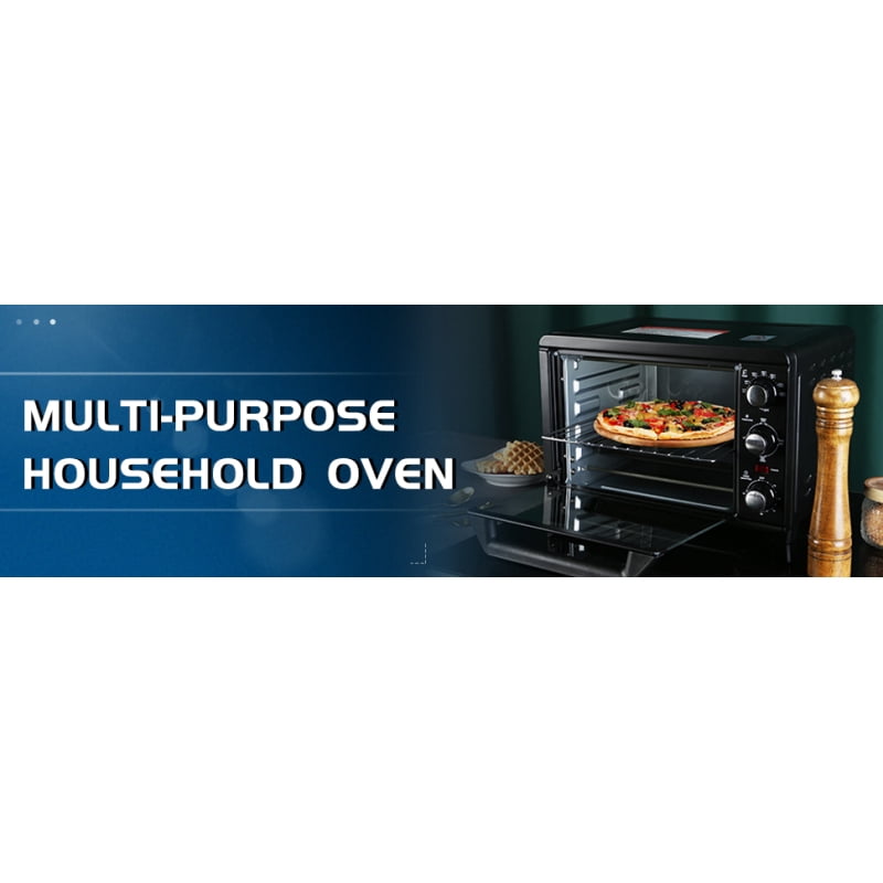 Simple Deluxe Toaster Oven with 20Litres Capacity,Compact Size Countertop Toaster, Easy to Control with Timer-Bake-Broil-Toast Setting, 1200W, Stainless Steel,16x11in,Black,Extra Large