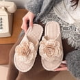 thumbnail image 5 of Xfvqtps Womens Corduroy Open Toe Slide Slippers Warm Flat House Shoes for Bedroom Living Room Fall Winter Cozy Indoor Comfortable Footwear, 5 of 6