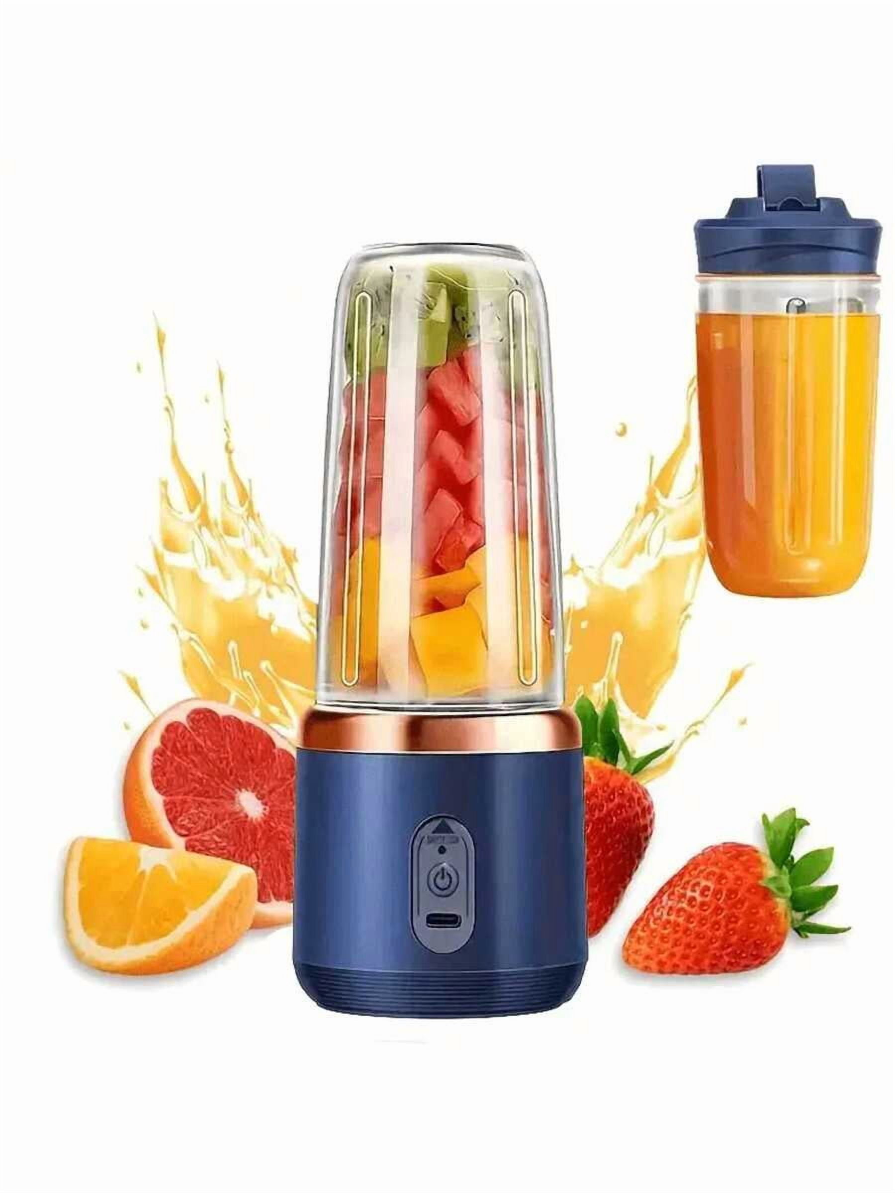 USB Rechargeable Portable Juicer Blender Cup - 6 Blades, Compact Multi-Functional Mixer for Travel, Camping, Home - Durable Navy Blue Food Processor, Modern Kitchen Tool