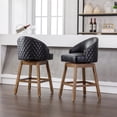 thumbnail image 2 of Counter Height Bar Stools Set of 2, Swivel Bar Stool with Back and Footrest, Upholstered Kitchen Island Chairs Barstools for Home Bar, Pub, Breakfast Nook, Dining Room, Black, 2 of 8