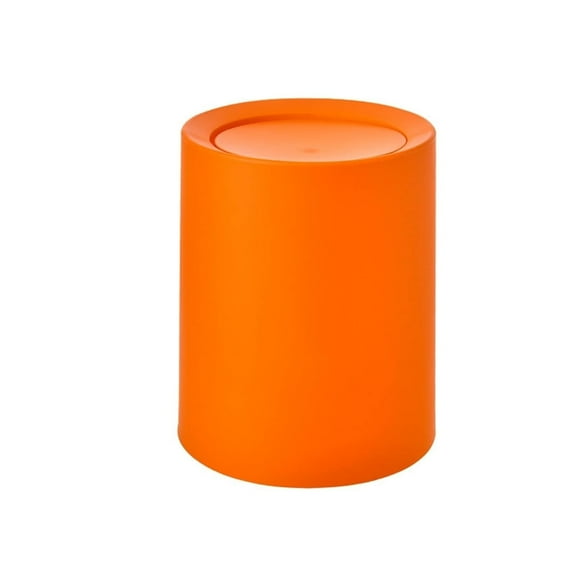 Ongmies Outdoor Trash Can Trash, Outdoor Trash Can Trash Can 8L Simple Household Swing Lid Garbage Cans Bathroom Kitchen Open Garbage Cans Commercial Double Plastic Tube Garba Orange