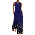 thumbnail image 1 of SMihono Robe Maxi Bohème d'Été pour Femmes Grande Taille Mode d'Été pour Femmes Imprimée à Col en V Sans Manches à Enfiler avec Poches Robe de Plage Évasée Robe Soleil, 1 of 5