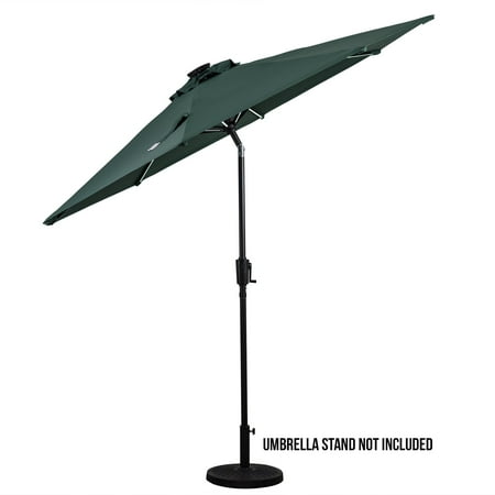 Sun Ray - 9' Round Next Gen Solar Lighted Umbrella - Grey