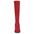 thumbnail image 2 of BLISSFUL STEP Women's Knee High Boots Side Zipper Faux Suede Block Chunky Heels Red 9, 2 of 8