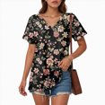 thumbnail image 4 of TOWMUS V-Neck T-shirts for Women Petal Sleeve Tunic Tops Summer Casual Womens Shirts, 4 of 6