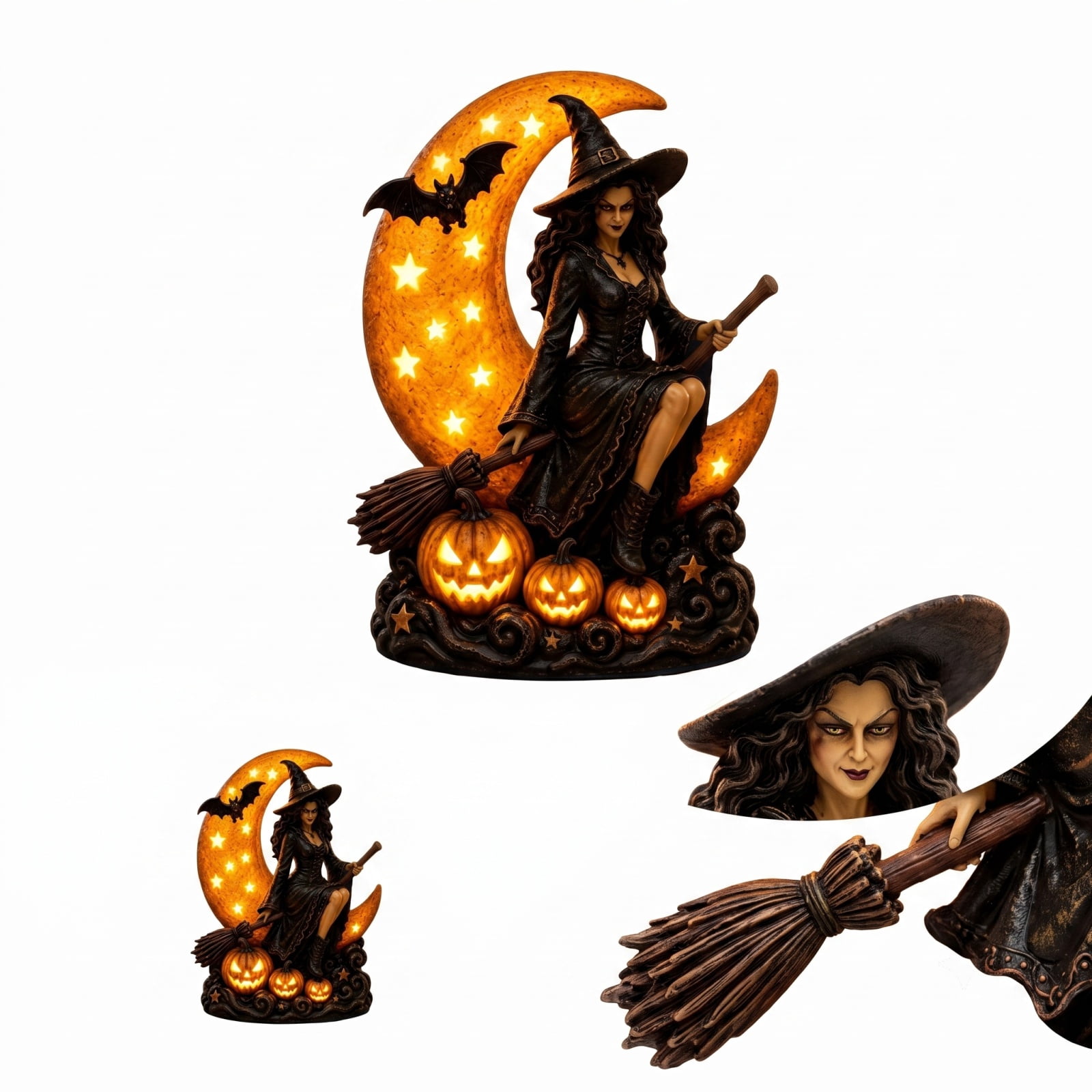 Halloween Witch Cauldron Garden Light, Outdoor Witch Light with Solar LED Projection and Garden Stake, Halloween Decor for Lawn Porch Patio Party Display