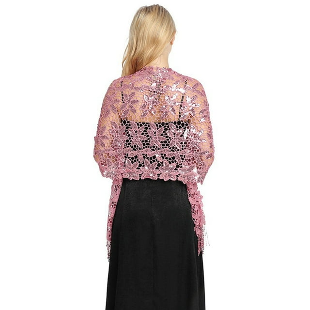 Qarigey Bufanda bordada Vestido de noche Mantón Moda Novia Dama de honor Brillo Lentejuelas Boda Capa Chales Ropa Envolturas Damas Ropa, zapatos y accesorios Miscelánea Rosado Por encima de 175cm