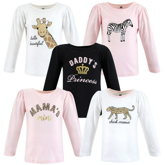 Hudson Baby Infant and Toddler Girl Long Sleeve T-Shirts, Leopard Mamas Mini, 6-12 Months
