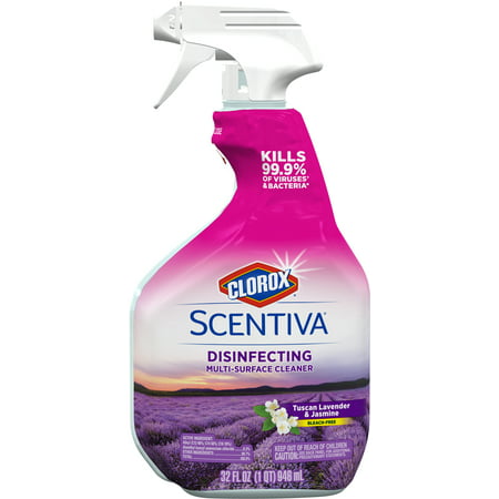 Clorox Scentiva Multi Surface Cleaner, Spray Bottle, Tuscan Lavender and Jasmine, 32 (Best Natural Cleaning Wipes)