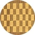 thumbnail image 1 of Ahgly Company Indoor Round Checkered Brown Modern Area Rugs, 4' Round, 1 of 4
