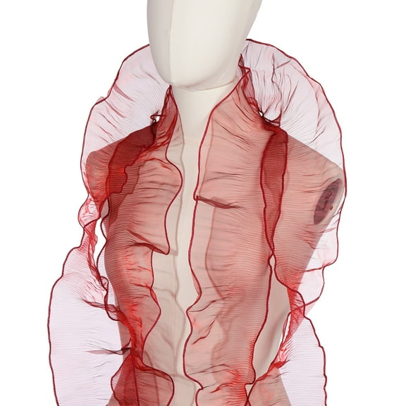 Uxcell Ruffle Lace Trims, 5 Yards Retro Organza Fabric Trim Tulle Decorative Ruffle Lace Border for DIY Sewing Red