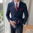 thumbnail image 4 of Trajes y blazers para hombre, conjunto de 2 piezas coreano, pantalones formales de moda para negocios, caballero clásico e informal, de lujo, 4 of 5