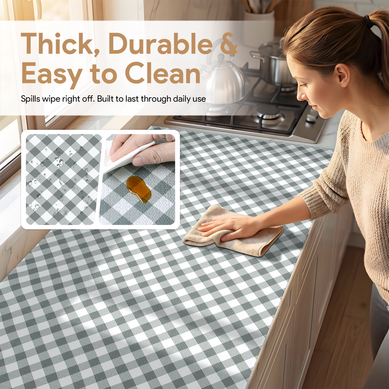 RAY STAR 12x120 Inch Shelf Liner Non Slip, Non Adhesive Drawer Liner, Waterproof Shelf Liners for Kitchen Cabinets