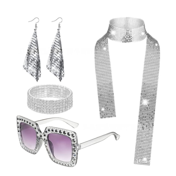 Naiovety Gafas de lentejuelas brillantes, accesorios deslumbrantes para disfraces de discoteca que hacen que parezcan aún más deslumbrantes. Kits de decoración para fiestas conjunto 8