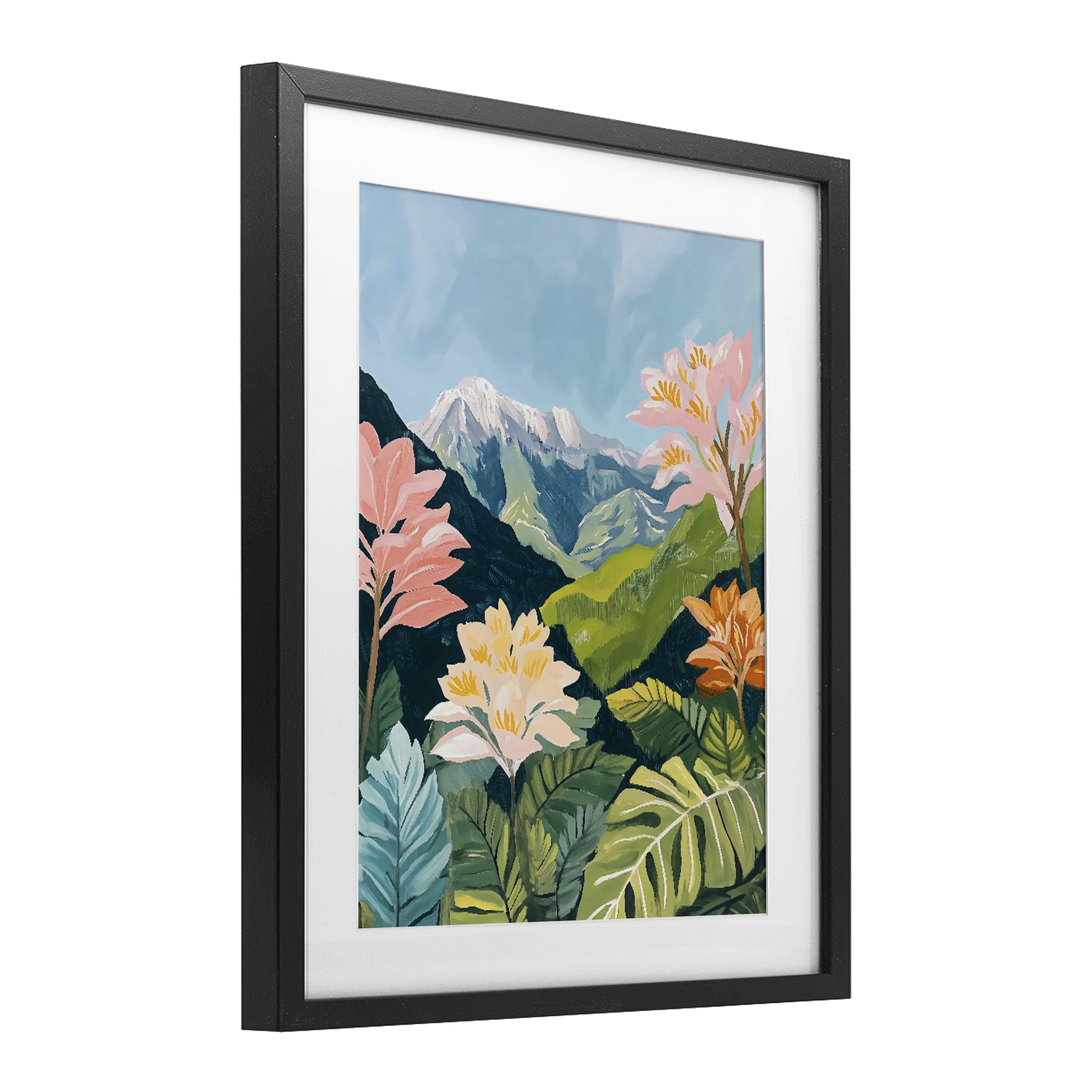 Stupell Industries Tropical Mountain Landscape Black Framed Print Under Glass, design by The Prints Vibe