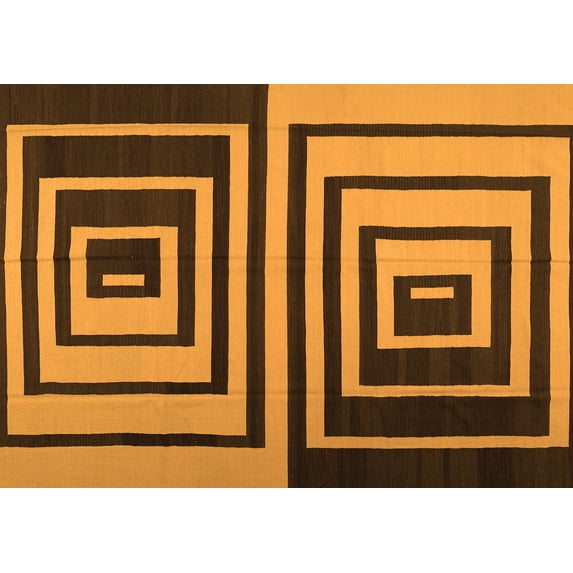 Ahgly Company Machine Washable Indoor Rectangle Abstract Orange Contemporary Area Rugs, 2' x 3'