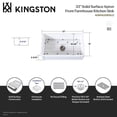 thumbnail image 5 of Gourmetier KGKFA331810LD Arcticstone 33-Inch Solid Surface White Stone Apron-Front Single Bowl Farmhouse Kitchen Sink with Strainer and Grid in Matte White/Brushed, 5 of 7