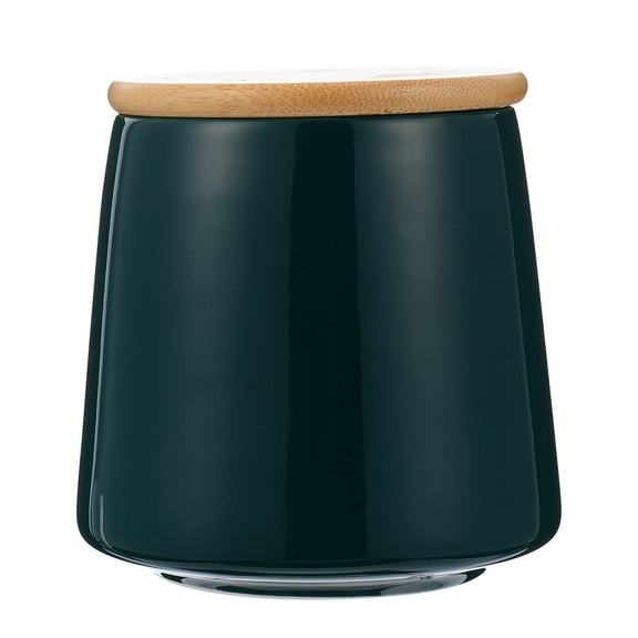 PTOOTP Ceramic Cereal Storage Jar with Green Lid, Fresh Food Container for Kitchen Pantry, 1 Set