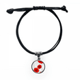thumbnail image 1 of Red Circle Flowers Art Painting Bracelet Leather Rope Wristband Black Jewelry, 1 of 3