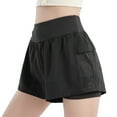 thumbnail image 1 of Pantalones cortos para correr de talle alto para mujer, pantalones cortos deportivos de secado rápido con bolsillos con cremallera y forro de malla, 1 of 6