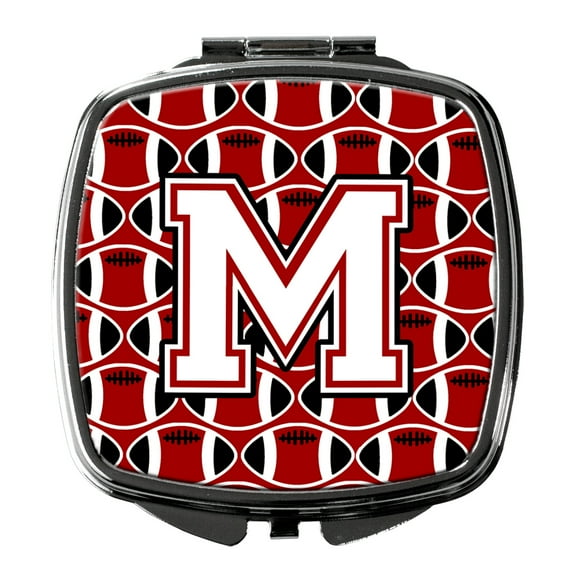 Letter M Football Cardinal and White Compact Mirror CJ1082-MSCM
