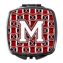 Letter M Football Cardinal and White Compact Mirror CJ1082-MSCM