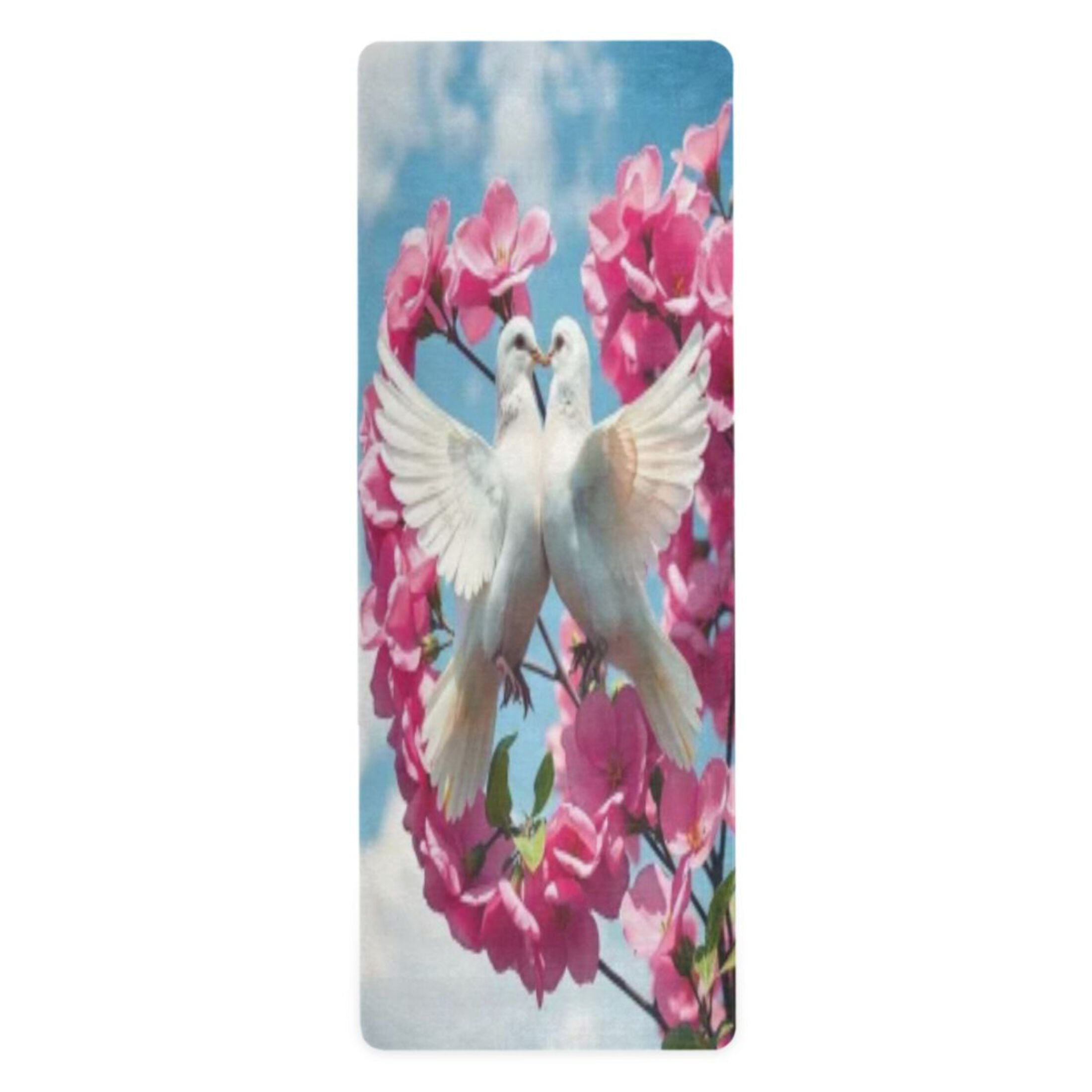 BZSMCE Yoga Mat Women Fitness Mat Love in Bloom Pattern