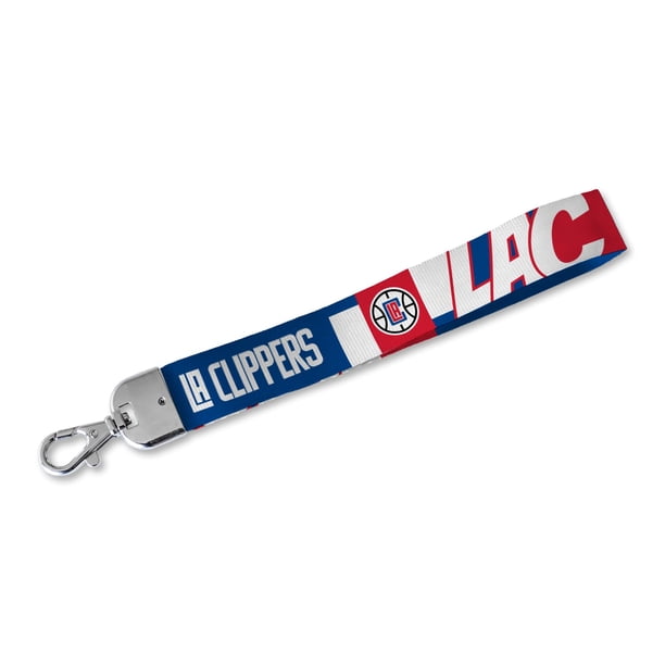 Rico Industries NBA Baloncesto Los Angeles Clippers Cordón de muñeca Llavero Lindo Correa de muñeca Llavero Titular para mujeres Hombres Llaves de coche Insignias de identificación Tarjeta Monedero Te