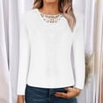 thumbnail image 2 of Buigttklop Wlong Sleeve Shirts for Women Casual Crew Neck Basic Fall Tops Loose Fit Comfy Lace Patchwork Long-Sleeved Loose Tops, 2 of 6