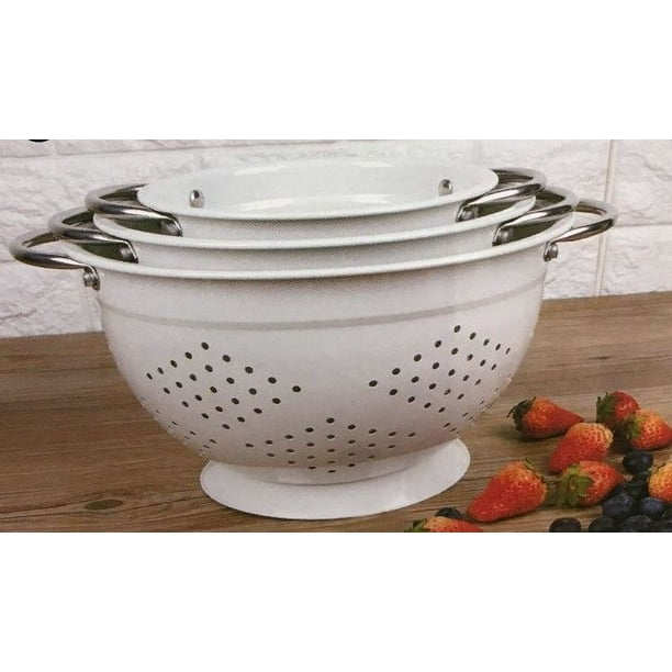 MIU France Stainless Steel 3 Piece Colander Set White NEW Open Pack