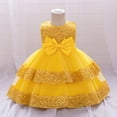 thumbnail image 2 of HaiMao Baby Girls Dress Toddler Party Dress Cute Church Baptism Birthday Party formal Dress Yellow 12 Months, 2 of 9