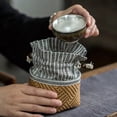 thumbnail image 3 of FUEENIRVA Travel Tea Cup Holder Bag Cotton Linen Drawstring Pouch Portable Storage for Tea Set, 3 of 8